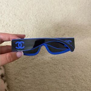 Chanel Black Sunglasses with Blue Accents